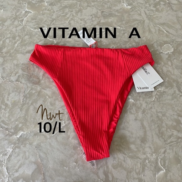 NWT Vitamin A Sienna scoopneck bikini swim top red 4/XS  6/S Plunge V bralette - Picture 11 of 11